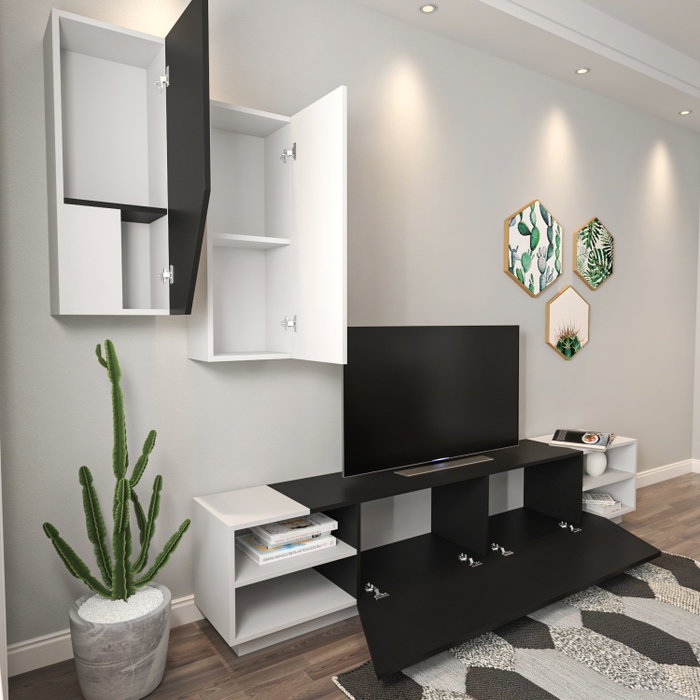 Hanah Home Mueble de TV Zebra Blanco y Negro